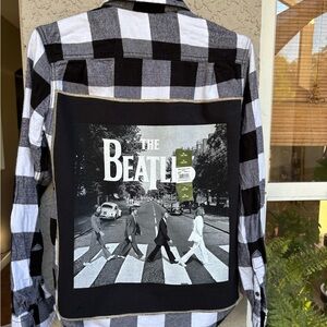 George Black and White Checkered Shirt Jacket - Upcycled Sewing!